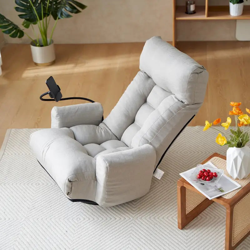 Gray Single Swivel Recliner, 5-Angle Adjustable, 1-Person