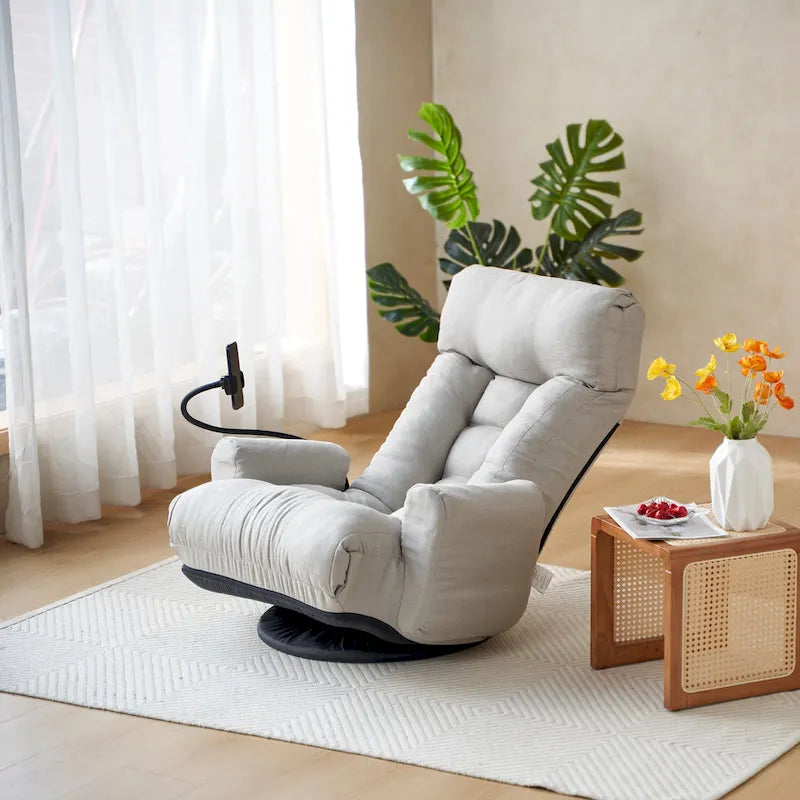 Gray Single Swivel Recliner, 5-Angle Adjustable, 1-Person