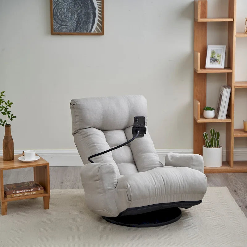 Gray Single Swivel Recliner, 5-Angle Adjustable, 1-Person