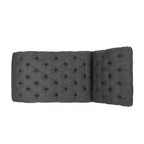 Charcoal/Beige Button Tufted Chaise Lounge Chair, Curved, Birch Legs, Single