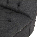 Charcoal/Beige Button Tufted Chaise Lounge Chair, Curved, Birch Legs, Single