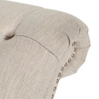 Charcoal/Beige Button Tufted Chaise Lounge Chair, Curved, Birch Legs, Single