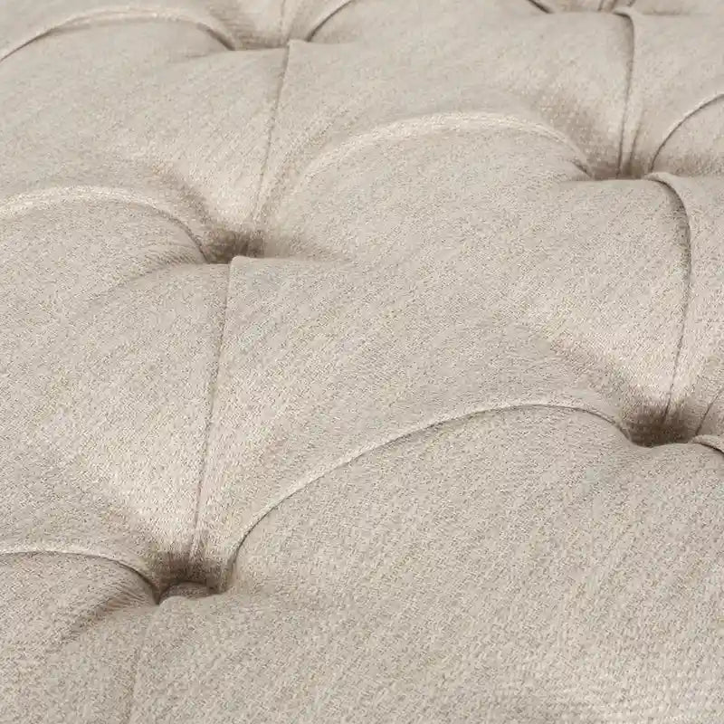 Charcoal/Beige Button Tufted Chaise Lounge Chair, Curved, Birch Legs, Single