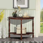 Light Espresso Half-Moon Console Table with Open Shelf, 1-Person