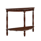 Light Espresso Half-Moon Console Table with Open Shelf, 1-Person