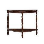 Light Espresso Half-Moon Console Table with Open Shelf, 1-Person