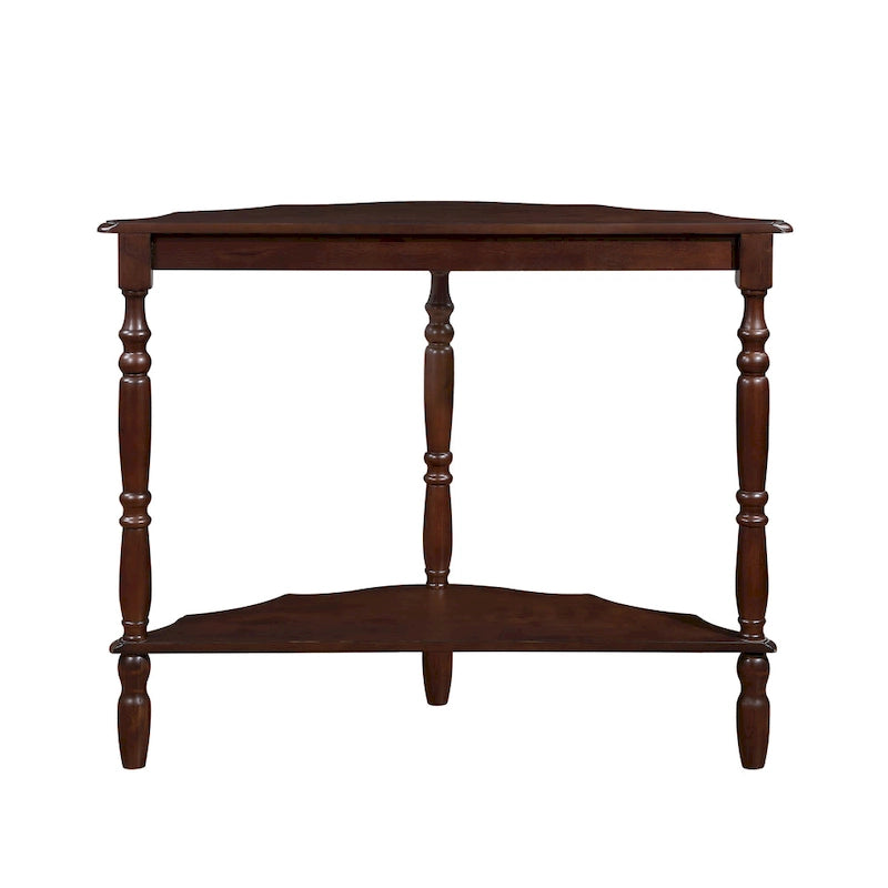 Light Espresso Half-Moon Console Table with Open Shelf, 1-Person