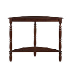 Light Espresso Half-Moon Console Table with Open Shelf, 1-Person