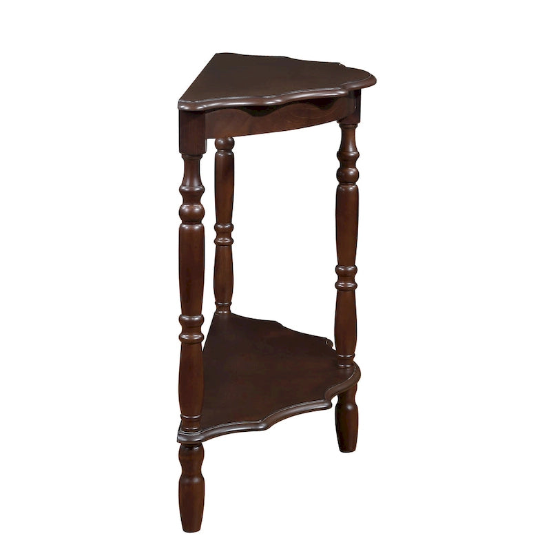 Light Espresso Half-Moon Console Table with Open Shelf, 1-Person