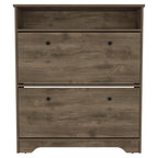 Dark Brown Shoe Rack with Open Shelf & 2 Drawers – Single Use