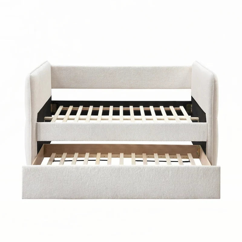Oatmeal Twin Daybed with Pull-Out Trundle, Sleeps 2