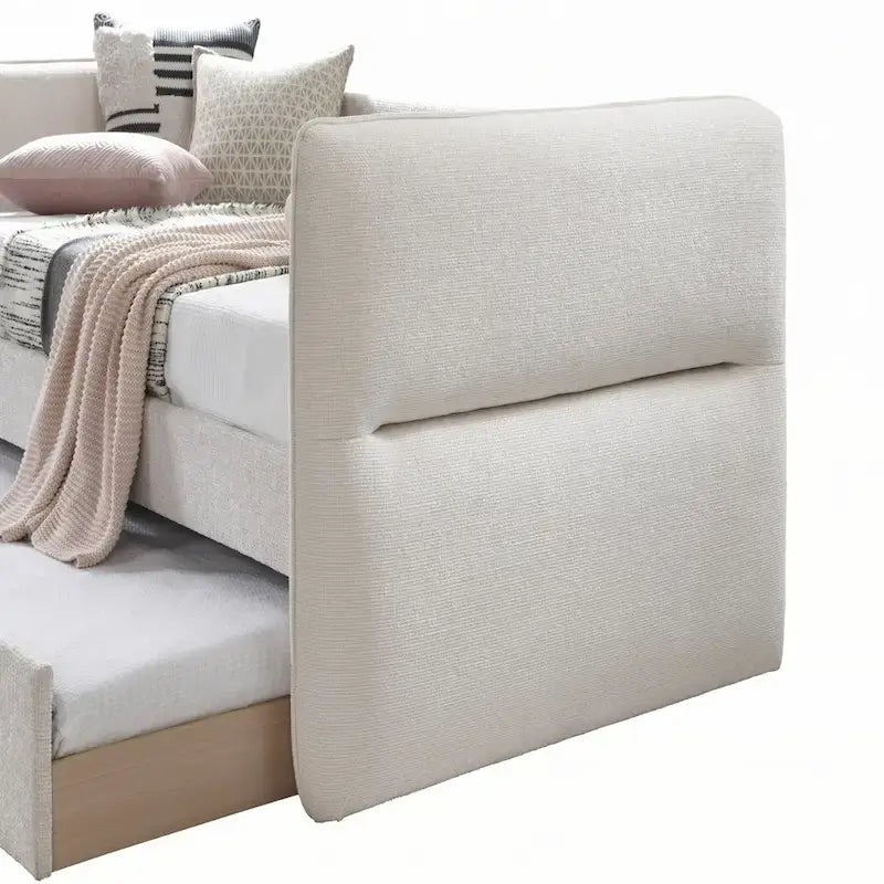 Oatmeal Twin Daybed with Pull-Out Trundle, Sleeps 2