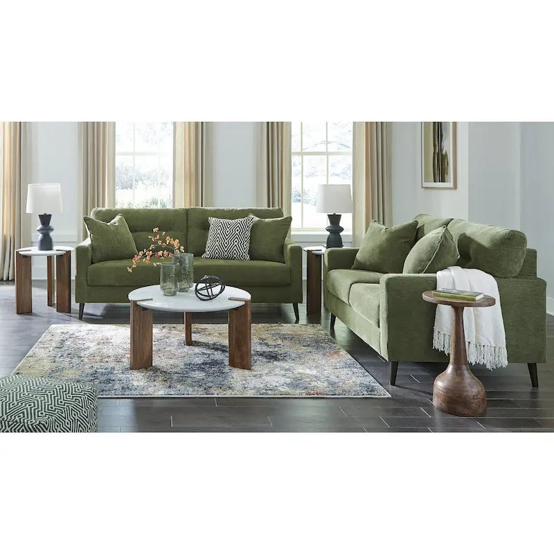 Green/Blue Mid-Century Sofa & Loveseat Set, 2-Piece, Seats 3–4