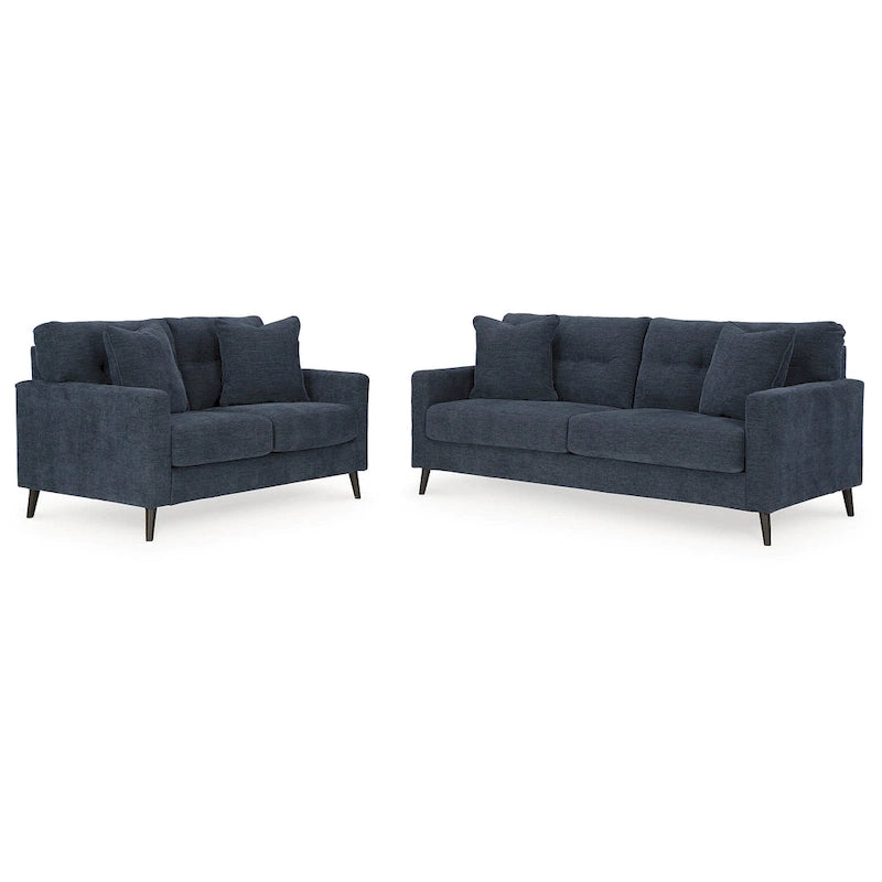 Green/Blue Mid-Century Sofa & Loveseat Set, 2-Piece, Seats 3–4