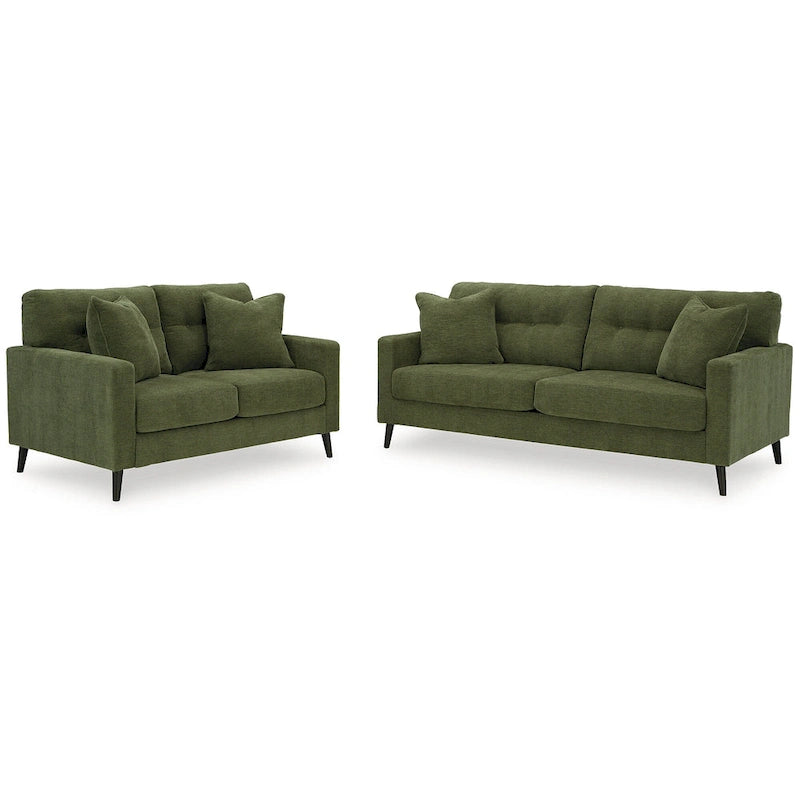 Green/Blue Mid-Century Sofa & Loveseat Set, 2-Piece, Seats 3–4