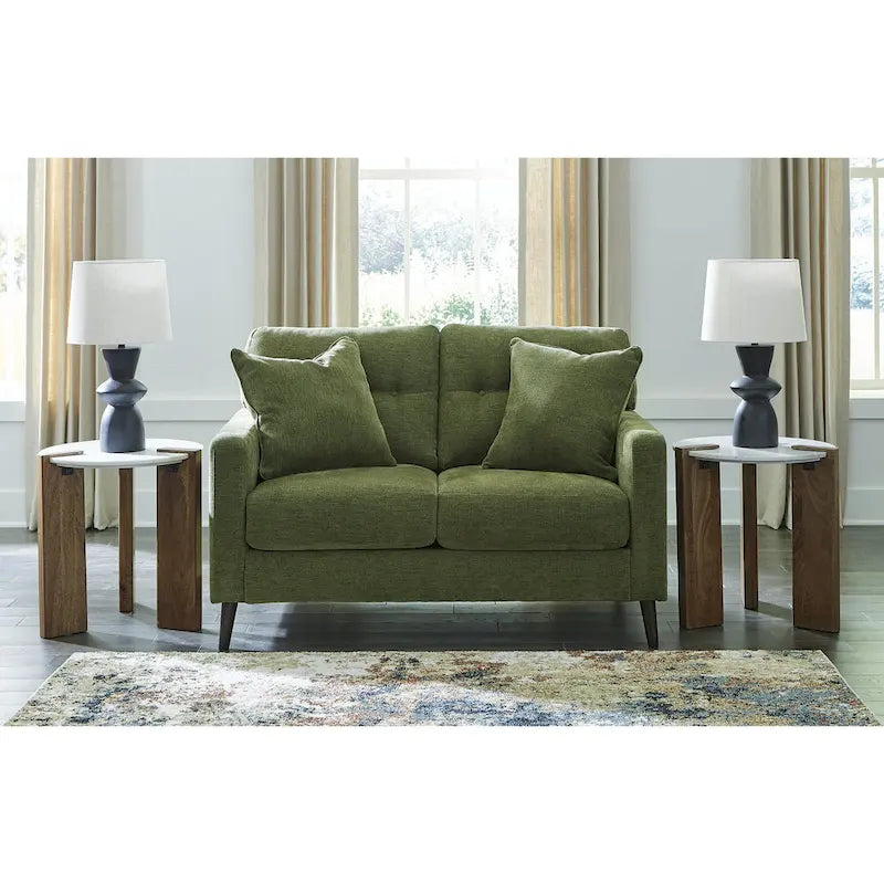 Green/Blue Mid-Century Sofa & Loveseat Set, 2-Piece, Seats 3–4