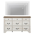White / Oak 9-Drawer Farmhouse Dresser – Wide Curved Style, 1-Person