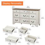 White / Oak 9-Drawer Farmhouse Dresser – Wide Curved Style, 1-Person