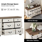 White / Oak 9-Drawer Farmhouse Dresser – Wide Curved Style, 1-Person