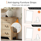 White / Oak 9-Drawer Farmhouse Dresser – Wide Curved Style, 1-Person