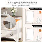 White / Oak 9-Drawer Farmhouse Dresser – Wide Curved Style, 1-Person