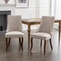 Beige / Gray Armless Dining Chair, High Back Upholstered, Set of 2