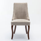 Beige / Gray Armless Dining Chair, High Back Upholstered, Set of 2