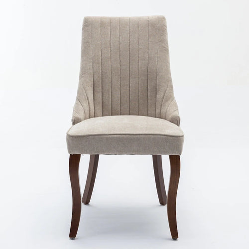 Beige / Gray Armless Dining Chair, High Back Upholstered, Set of 2