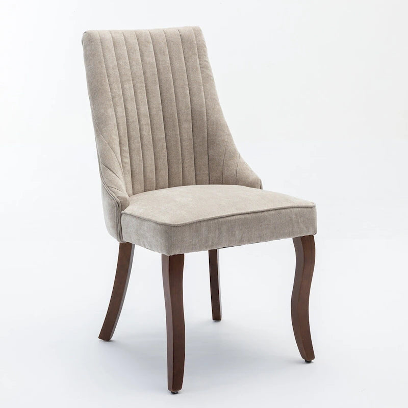 Beige / Gray Armless Dining Chair, High Back Upholstered, Set of 2