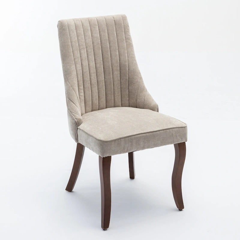 Beige / Gray Armless Dining Chair, High Back Upholstered, Set of 2