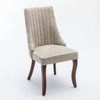 Beige / Gray Armless Dining Chair, High Back Upholstered, Set of 2