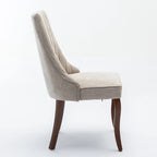 Beige / Gray Armless Dining Chair, High Back Upholstered, Set of 2