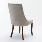 Beige / Gray Armless Dining Chair, High Back Upholstered, Set of 2