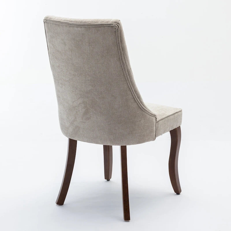 Beige / Gray Armless Dining Chair, High Back Upholstered, Set of 2
