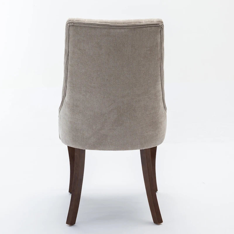 Beige / Gray Armless Dining Chair, High Back Upholstered, Set of 2