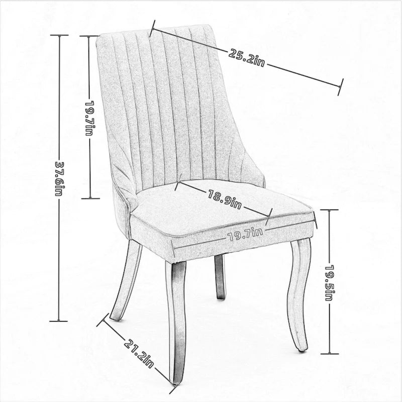 Beige / Gray Armless Dining Chair, High Back Upholstered, Set of 2