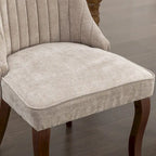 Beige / Gray Armless Dining Chair, High Back Upholstered, Set of 2