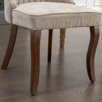 Beige / Gray Armless Dining Chair, High Back Upholstered, Set of 2