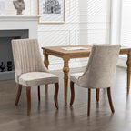Beige / Gray Armless Dining Chair, High Back Upholstered, Set of 2