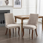 Beige / Gray Armless Dining Chair, High Back Upholstered, Set of 2