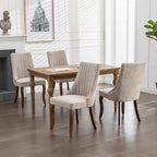 Beige / Gray Armless Dining Chair, High Back Upholstered, Set of 2