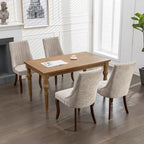 Beige / Gray Armless Dining Chair, High Back Upholstered, Set of 2