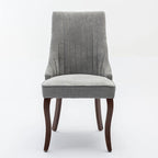 Beige / Gray Armless Dining Chair, High Back Upholstered, Set of 2