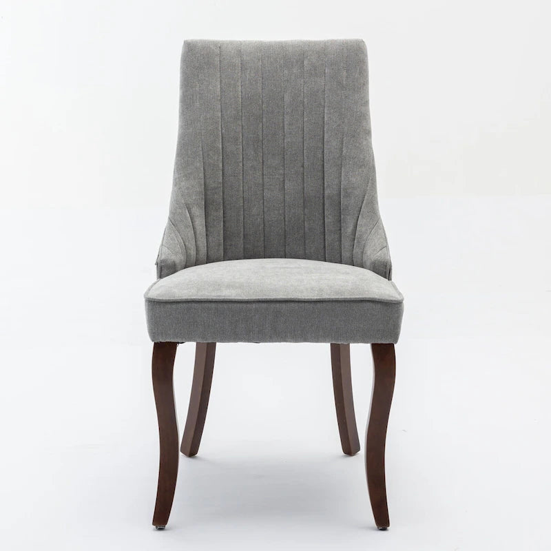 Beige / Gray Armless Dining Chair, High Back Upholstered, Set of 2