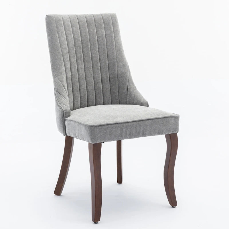 Beige / Gray Armless Dining Chair, High Back Upholstered, Set of 2