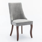 Beige / Gray Armless Dining Chair, High Back Upholstered, Set of 2