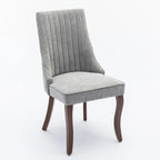 Beige / Gray Armless Dining Chair, High Back Upholstered, Set of 2