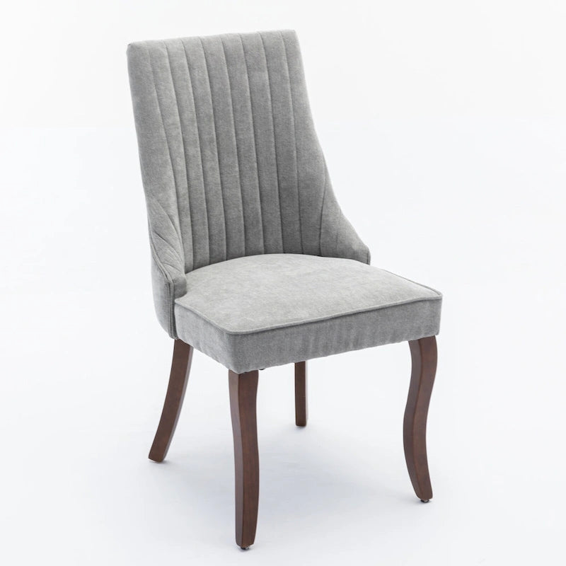 Beige / Gray Armless Dining Chair, High Back Upholstered, Set of 2