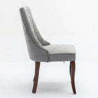 Beige / Gray Armless Dining Chair, High Back Upholstered, Set of 2
