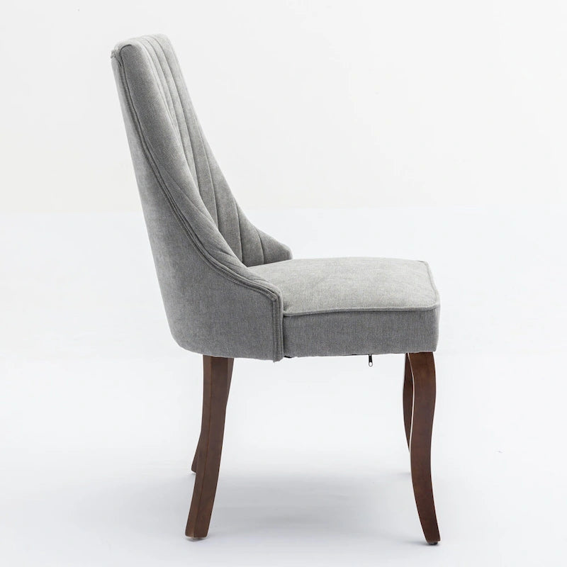 Beige / Gray Armless Dining Chair, High Back Upholstered, Set of 2